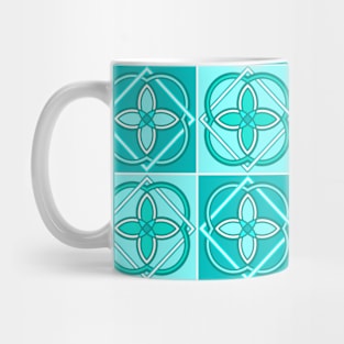 Tile pattern blue green mint Mug